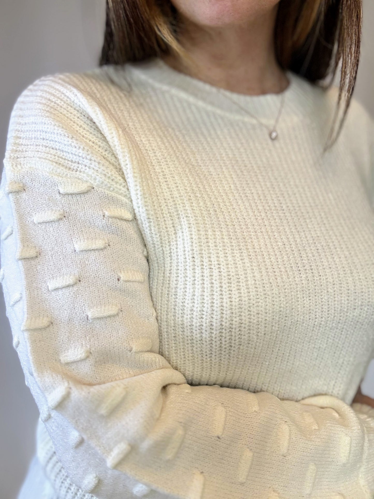 Ecru Detailed Sleeve Sweater