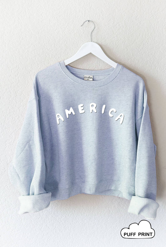 AMERICA Puff Crop Sweatshirt